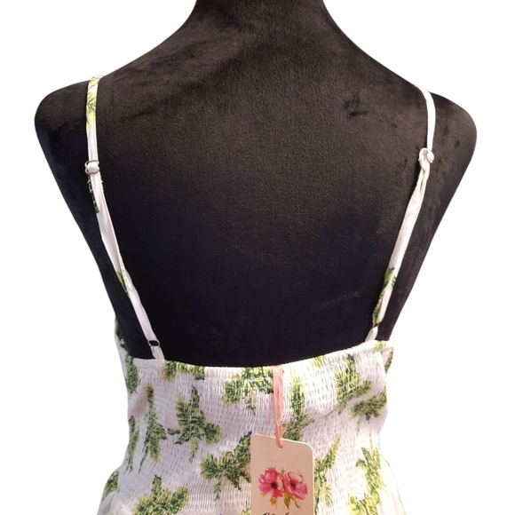 NWT Entro White and Green Floral Sundress Mini Dress Med - Picture 8 of 10
